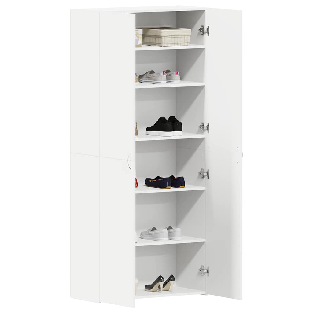 vidaXL Ντουλάπα Παπουτσιών Λευκό 80 x 35.5 x 180 εκ Επεξεργασμένο ξύλο