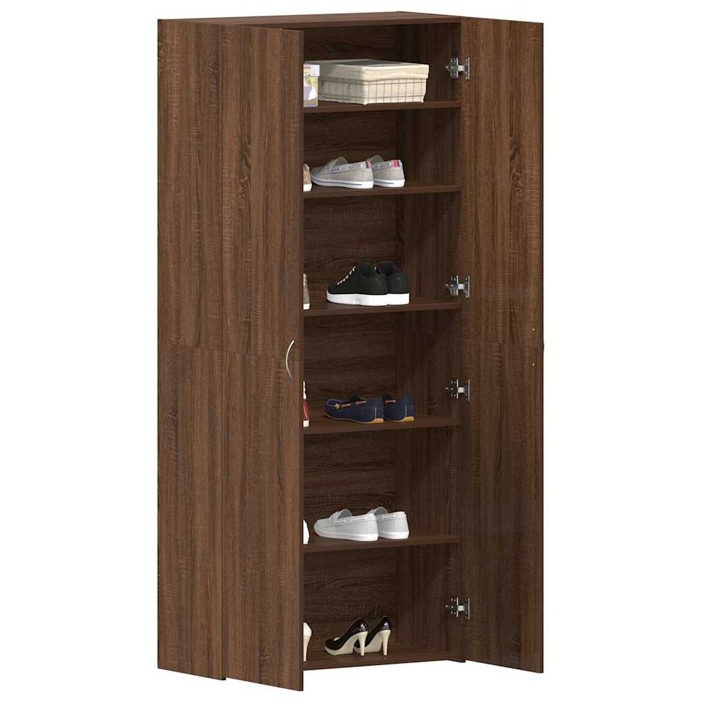 vidaXL Ντουλάπα Παπουτσιών Καφέ 80 x 35.5 x 180 εκ Επεξεργασμένο ξύλο