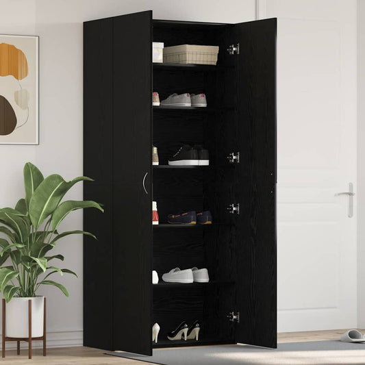 vidaXL Ντουλάπα Παπουτσιών 80 x 35.5 x 180 εκ Επεξεργασμένο Ξύλο Μαύρο
