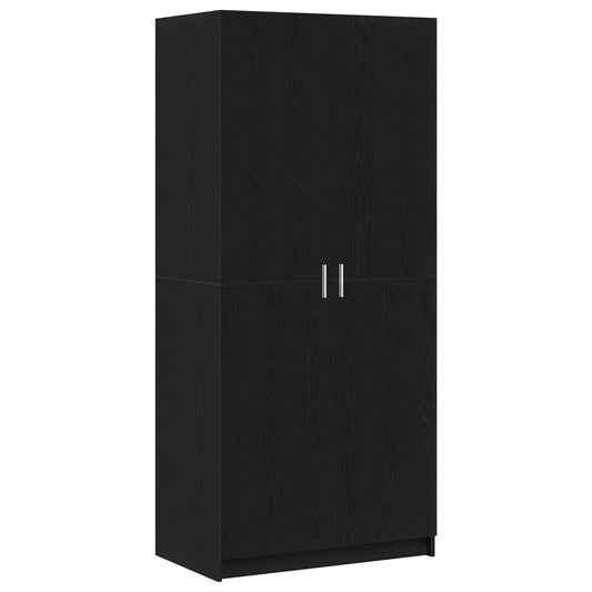 vidaXL Ντουλάπι με πόρτα Μαύρο 80 x 51 x 180 εκ Επεξεργασμένο ξύλο