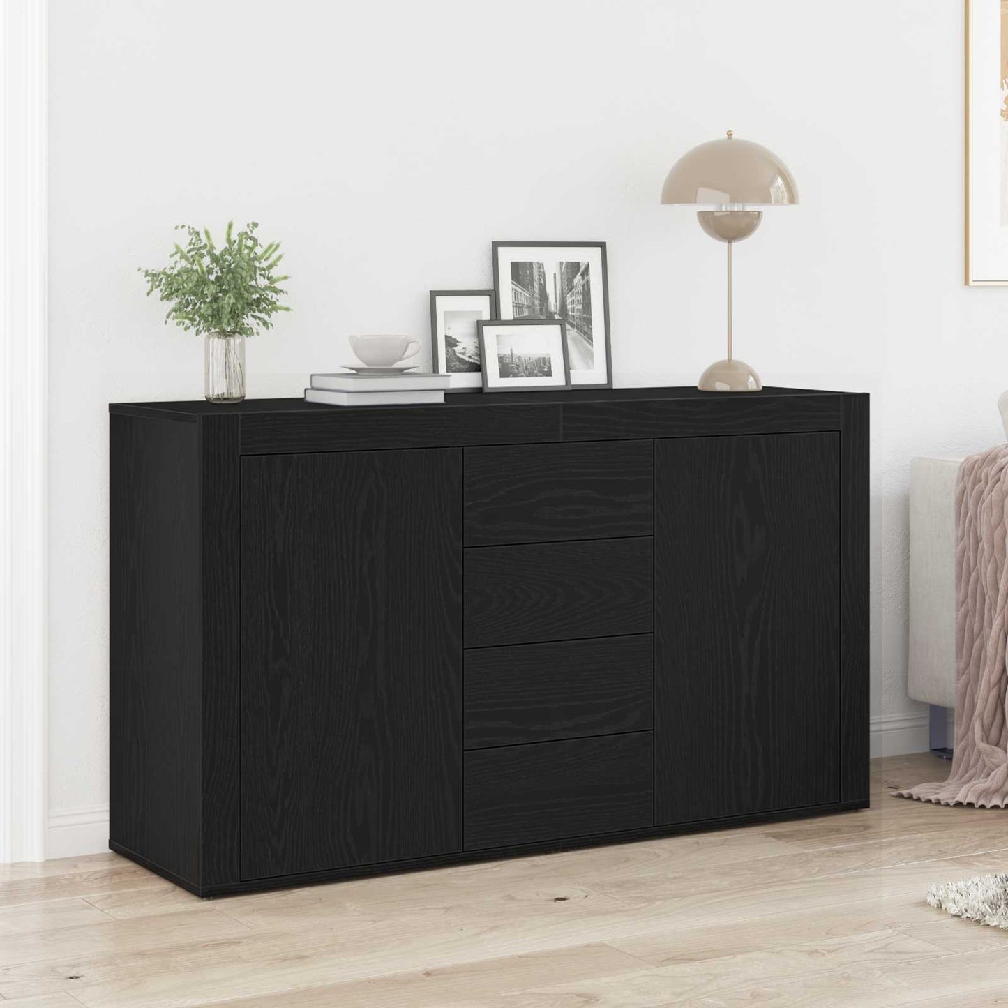 vidaXL Πλαϊνό γραφείο Μαύρη Οξυά 120 x 36 x 69 εκ Επεξεργασμένο ξύλο