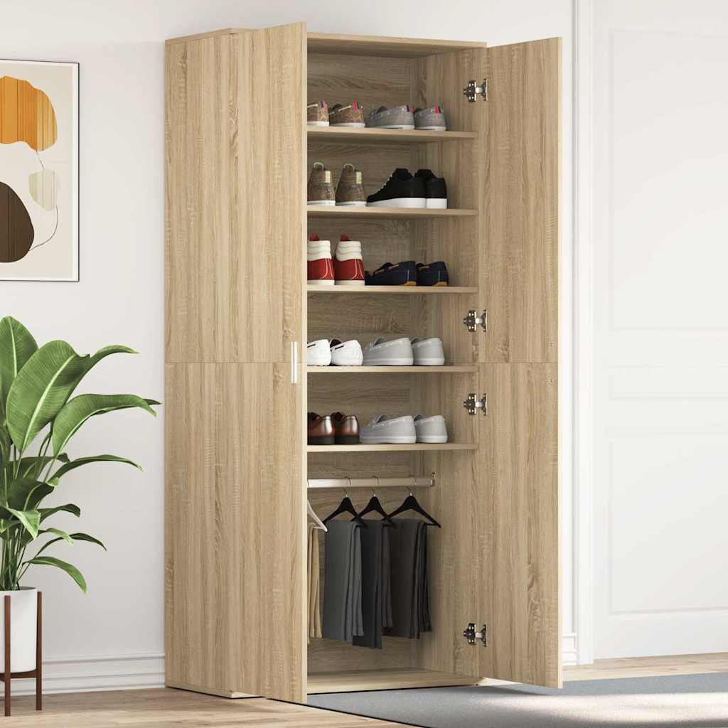 vidaXL Ντουλάπα Παπουτσιών Καφέ 80 x 39 x 180 εκ Επεξεργασμένο ξύλο