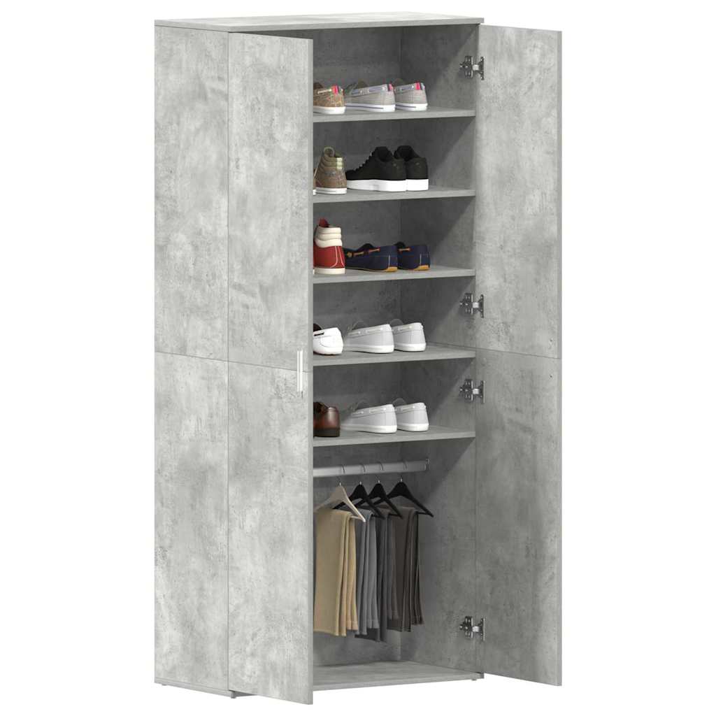 vidaXL Ντουλάπα Παπουτσιών Γκρι 80 x 39 x 180 εκ Επεξεργασμένο ξύλο