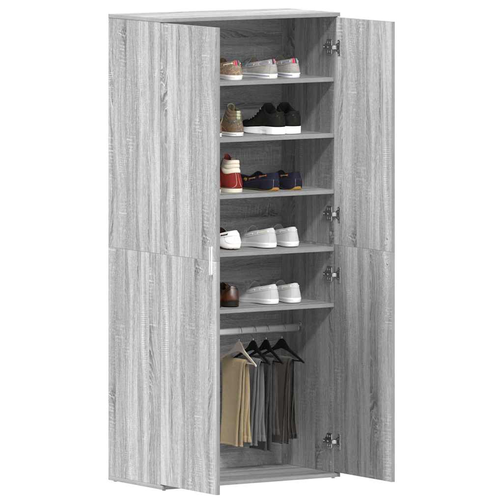 vidaXL Ντουλάπα Παπουτσιών Γκρι 80 x 39 x 180 εκ Επεξεργασμένο ξύλο