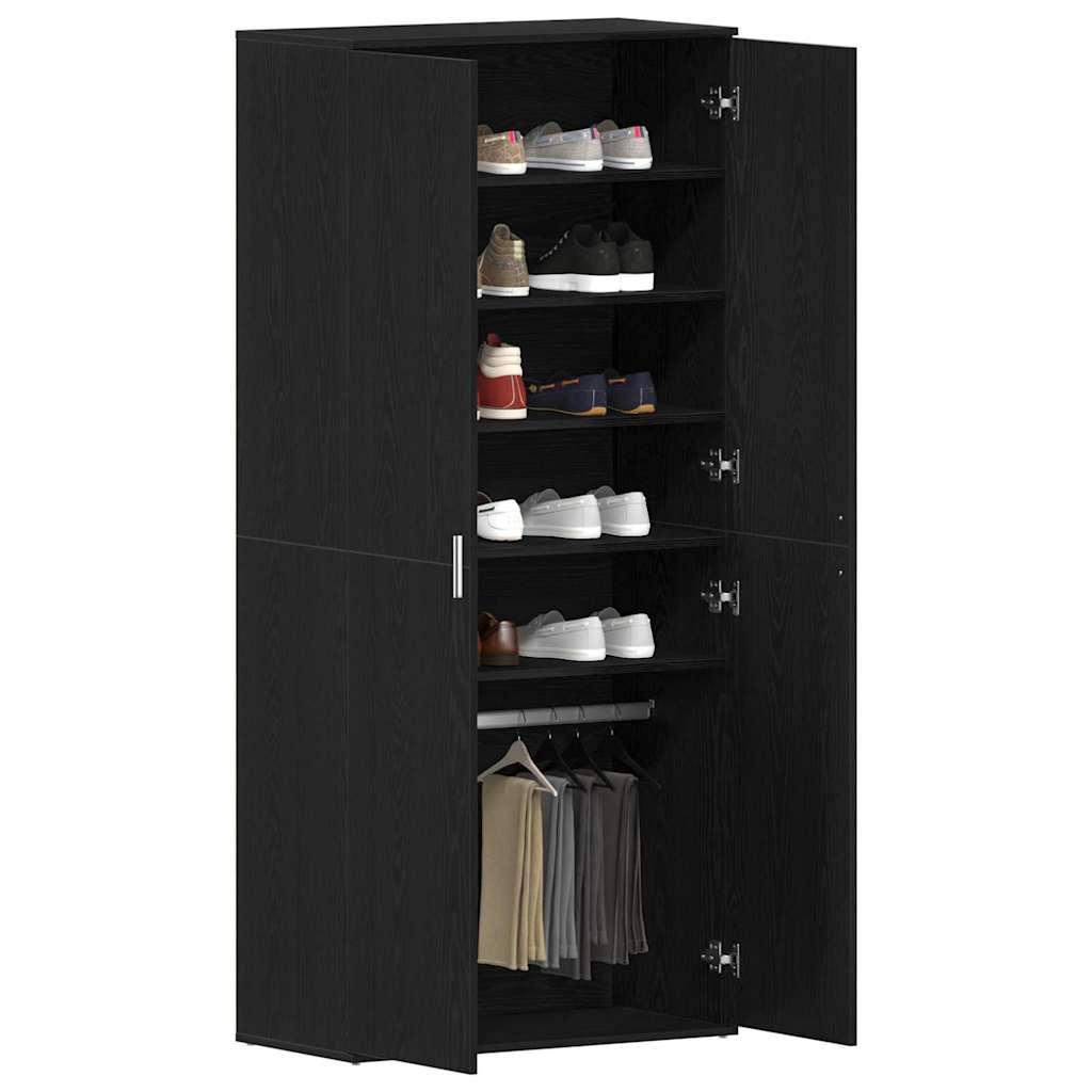 vidaXL Ντουλάπα Παπουτσιών Μαύρο 80 x 39 x 180 εκ Επεξεργασμένο ξύλο
