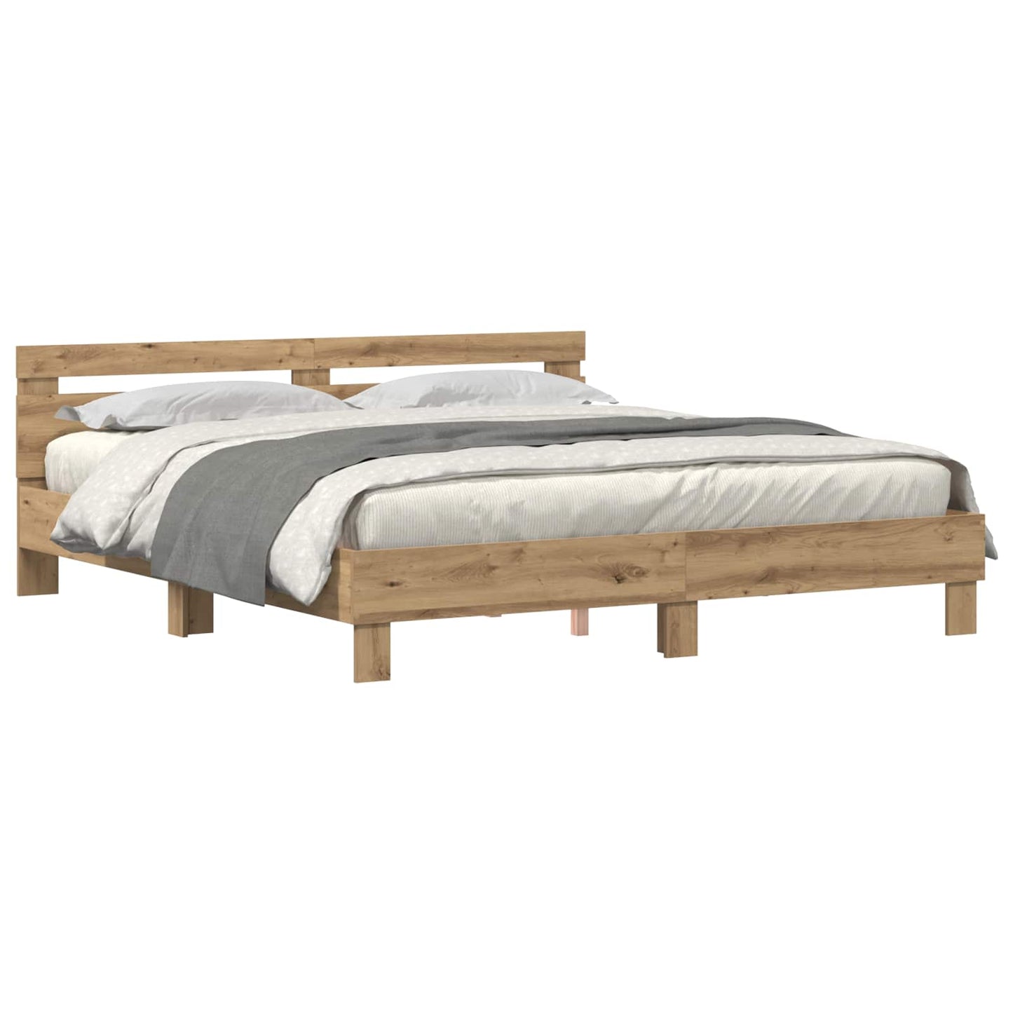 vidaXL Σκελετός Κρεβατιού Artisan Oak 200 x 200 cm Επεξεργασμένο Ξύλο