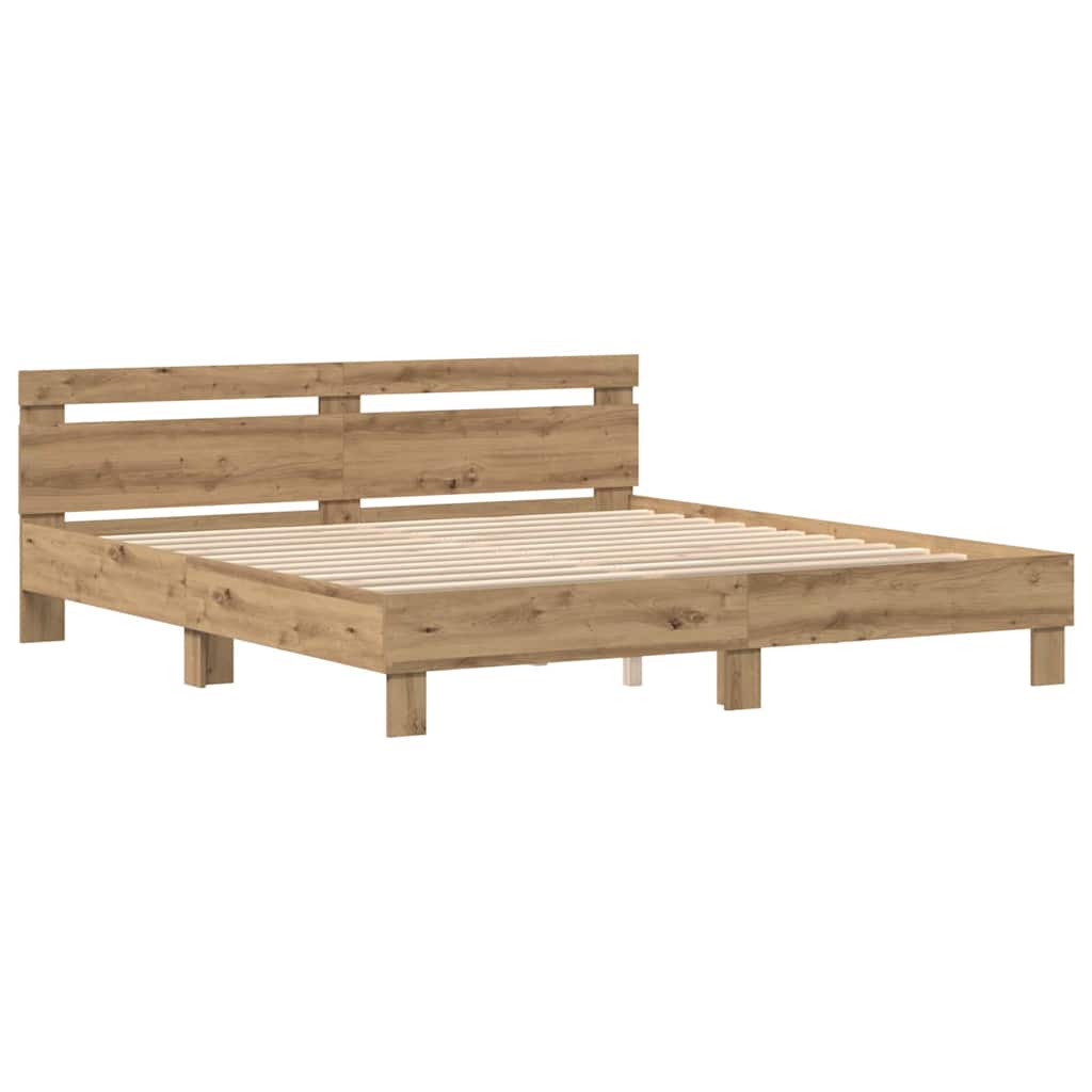 vidaXL Σκελετός Κρεβατιού Artisan Oak 200 x 200 cm Επεξεργασμένο Ξύλο