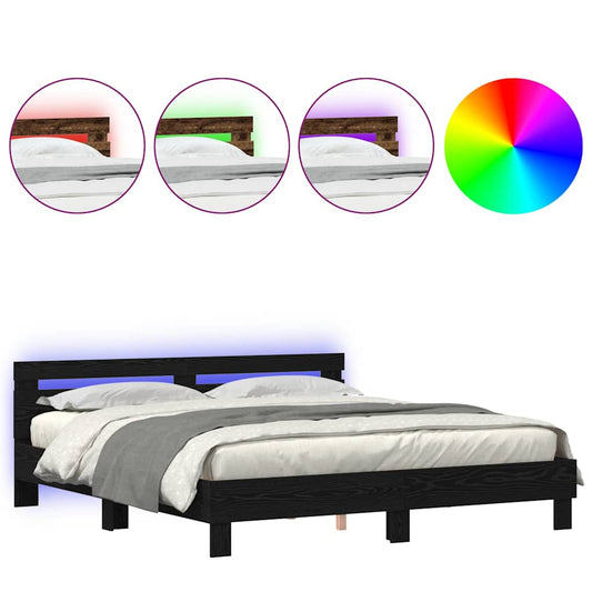 vidaXL Σκελετός Κρεβατιού Μαύρη δρυς 200 x 200 cm Επεξεργασμένο ξύλο