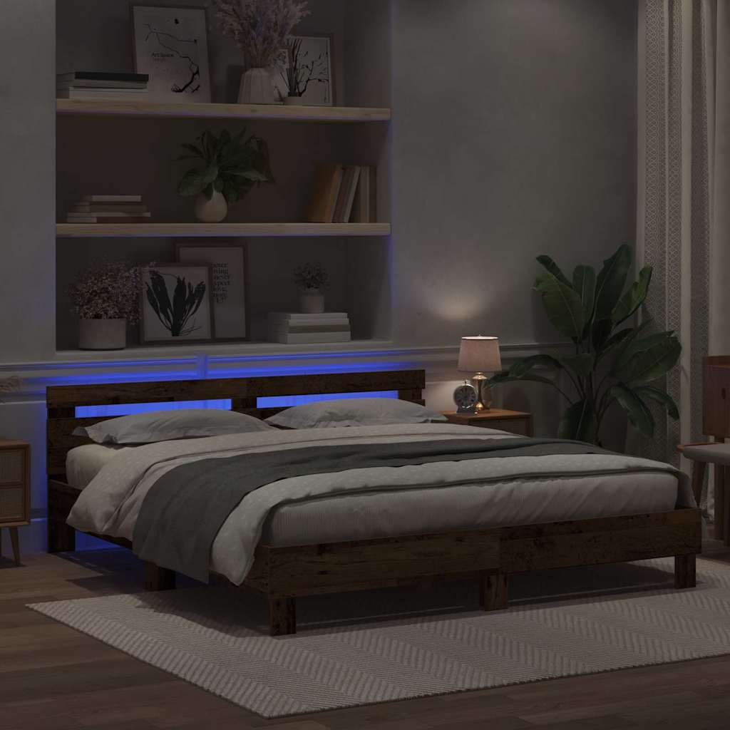 vidaXL Σκελετός Κρεβατιού Παλιό ξύλο 180 x 200 cm Επεξεργασμένο Ξύλο