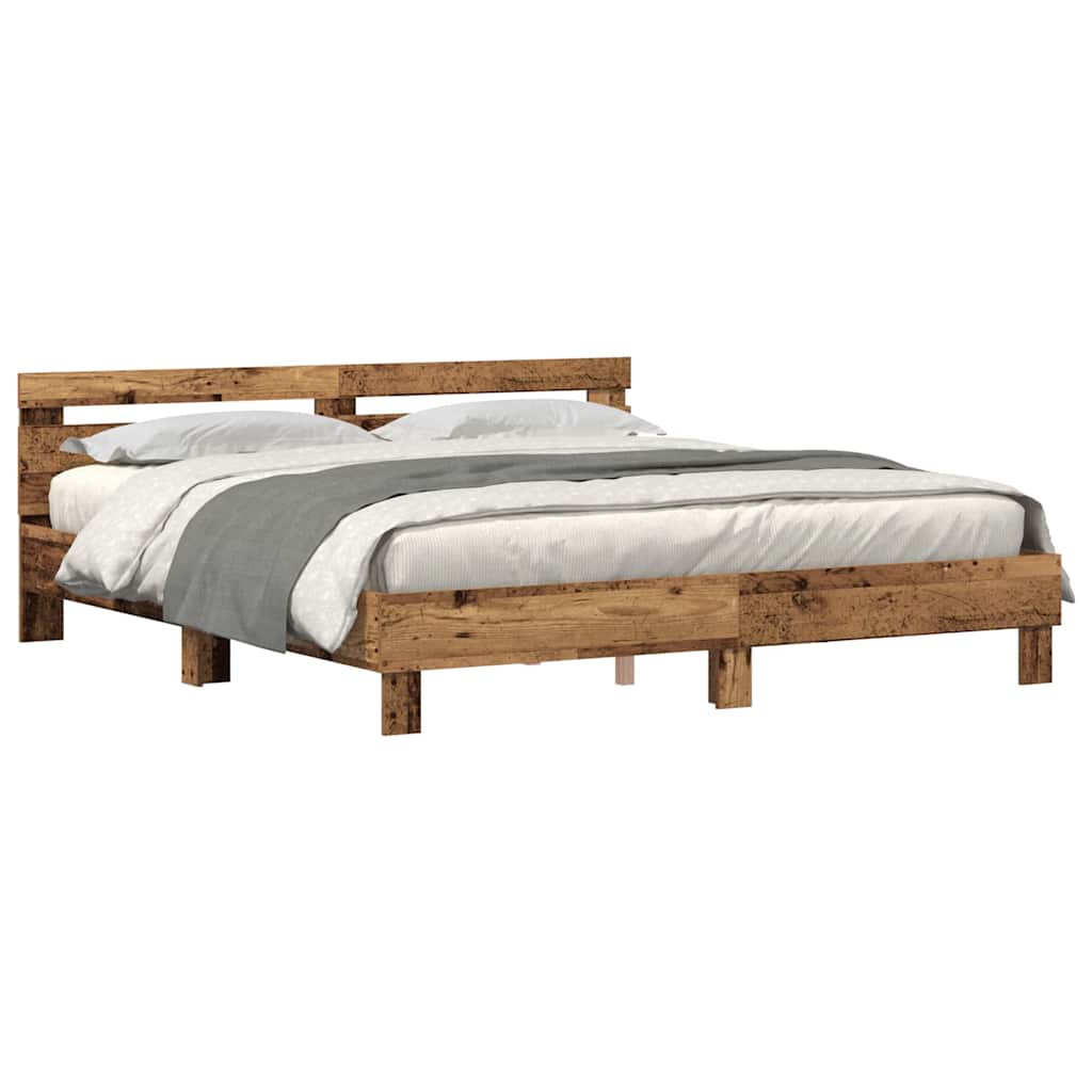 vidaXL Σκελετός Κρεβατιού Παλιό ξύλο 180 x 200 cm Επεξεργασμένο Ξύλο