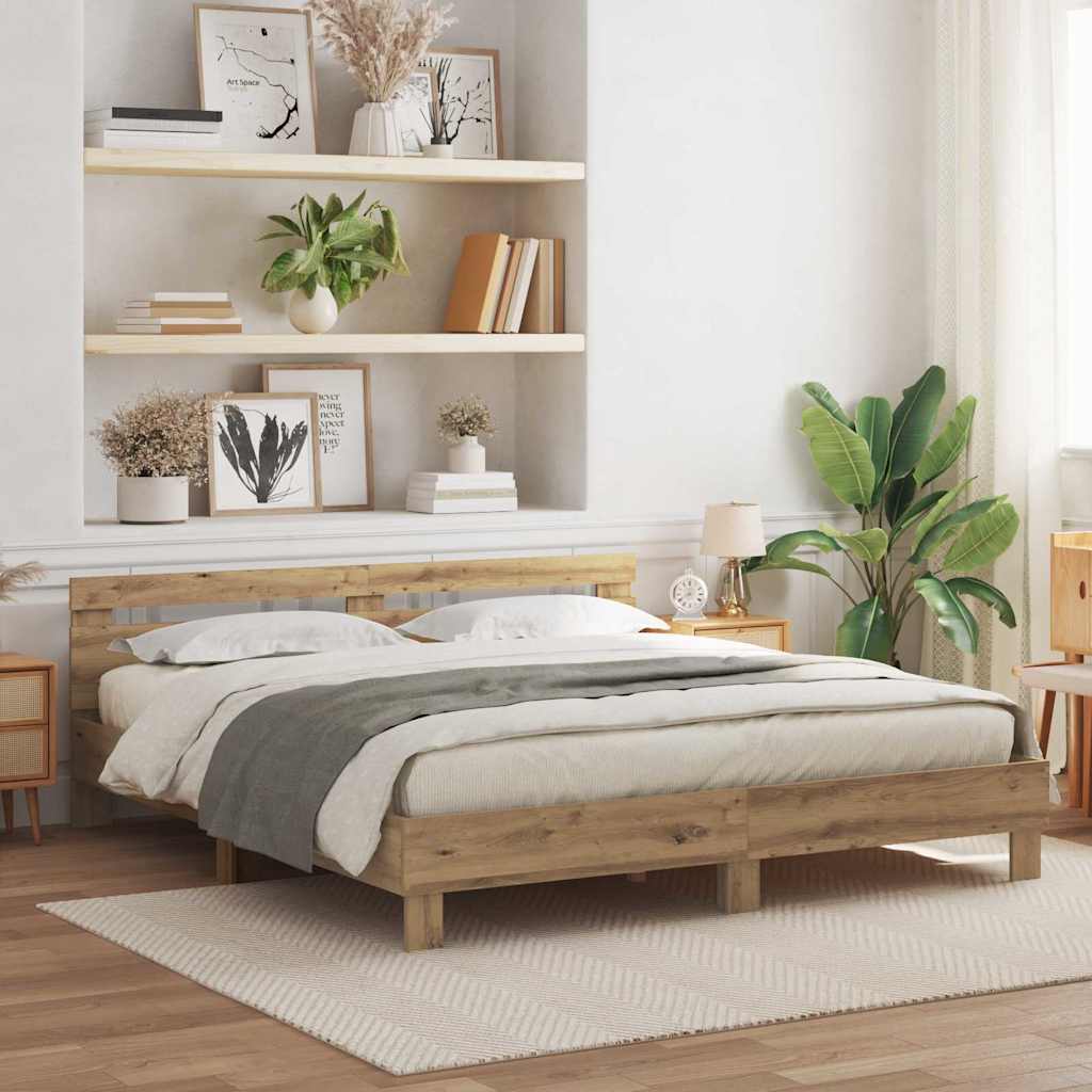 vidaXL Σκελετός Κρεβατιού Artisan Oak 180 x 200 cm Επεξεργασμένο Ξύλο