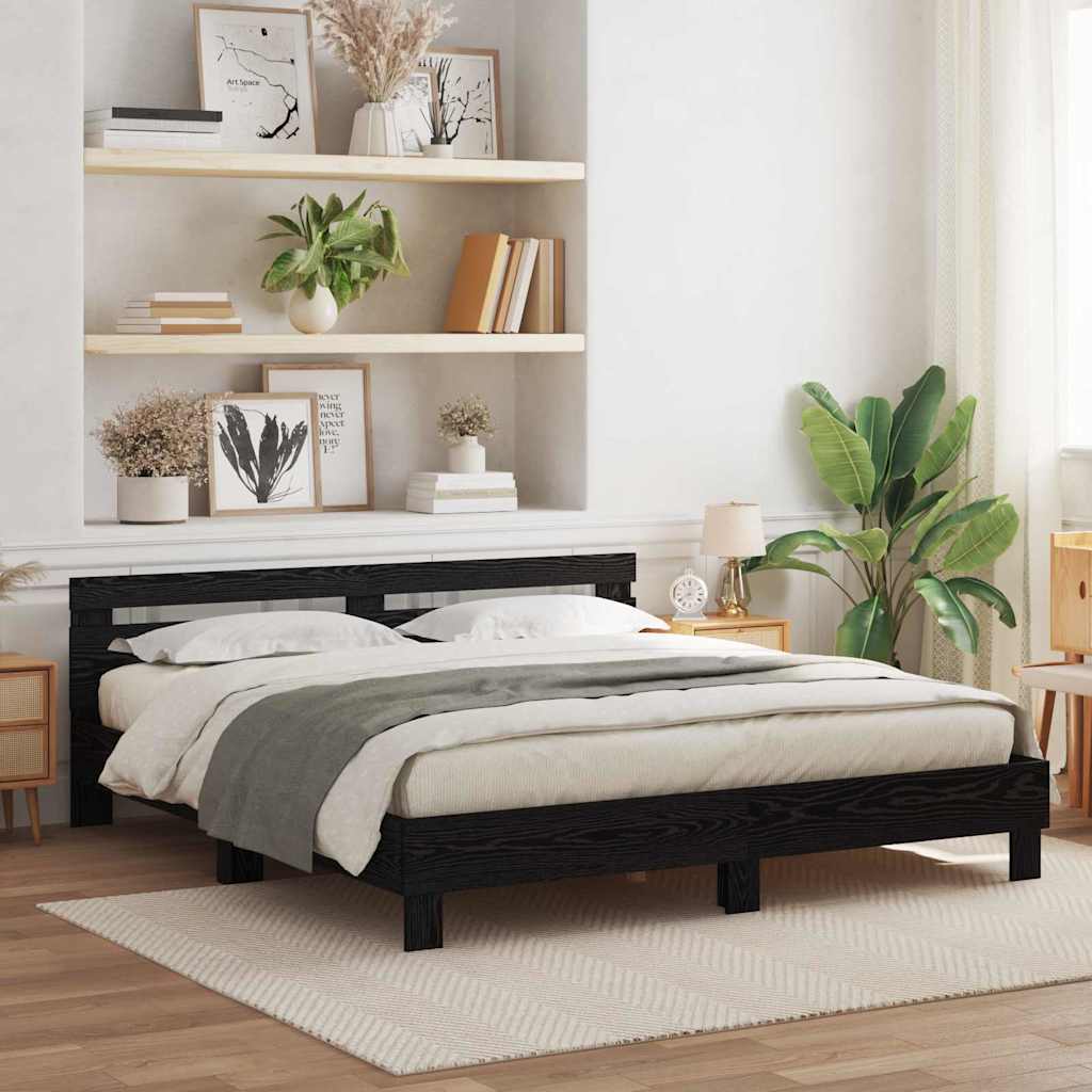 vidaXL Σκελετός Κρεβατιού Μαύρη Οξυά 180 x 200 cm Επεξεργασμένο Ξύλο