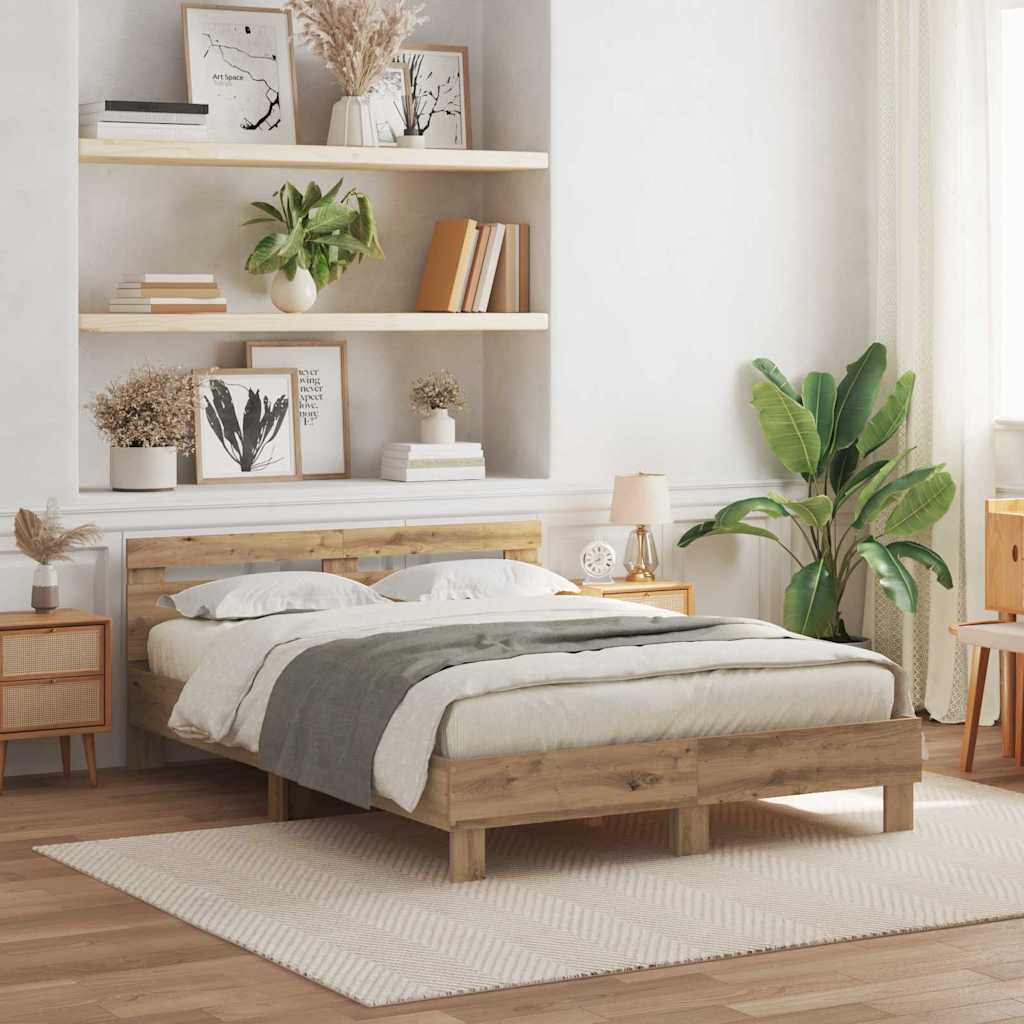 vidaXL Σκελετός Κρεβατιού Artisan Oak 150 x 200 cm Επεξεργασμένο Ξύλο