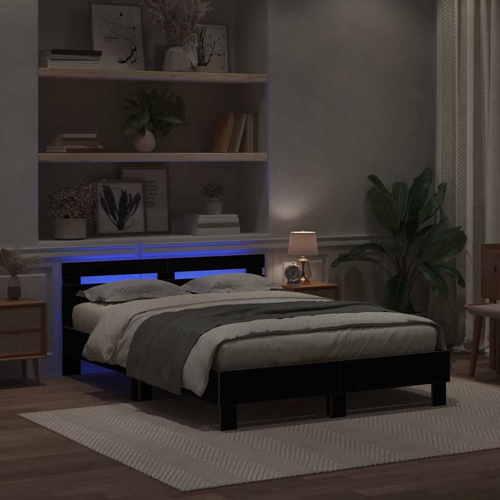 vidaXL Σκελετός Κρεβατιού Μαύρη Οξυά 150 x 200 cm Επεξεργασμένο ξύλο