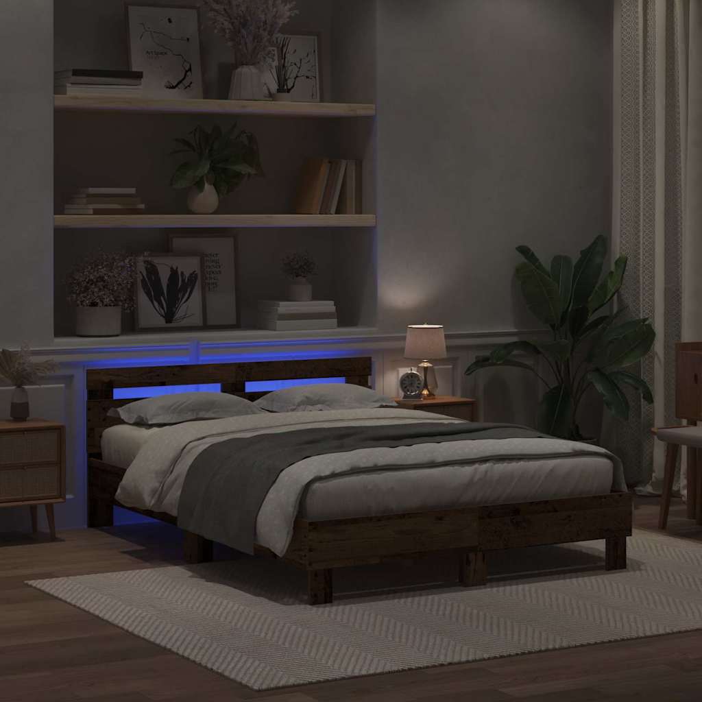vidaXL Σκελετός Κρεβατιού Παλιό ξύλο 140 x 200 cm Επεξεργασμένο Ξύλο
