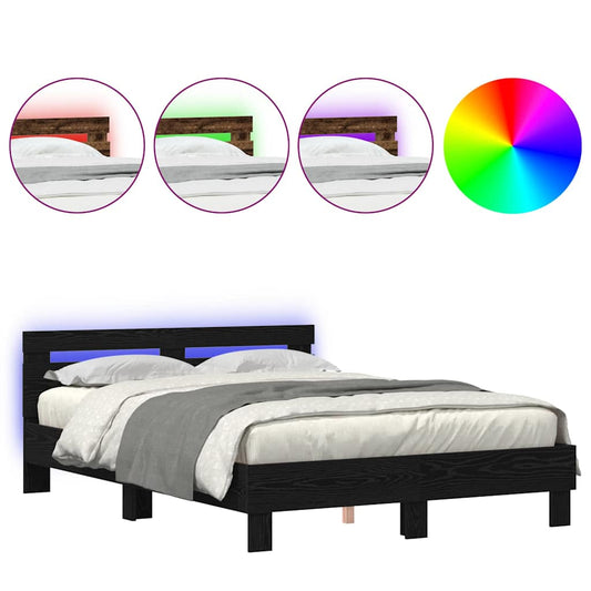 vidaXL Σκελετός Κρεβατιού Μαύρη δρυς 140 x 200 cm Επεξεργασμένο ξύλο