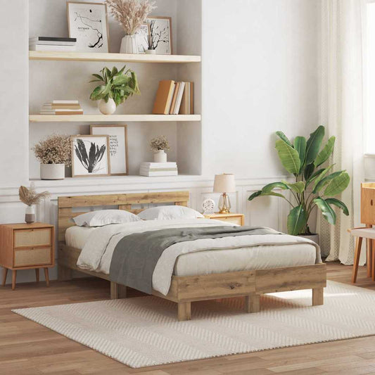 vidaXL Σκελετός Κρεβατιού artisan δρυς 120 x 200 cm Επεξεργασμένο ξύλο