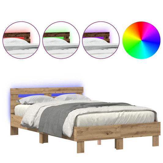 vidaXL Σκελετός Κρεβατιού artisan δρυς 120 x 200 cm Επεξεργασμένο ξύλο