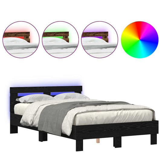 vidaXL Σκελετός Κρεβατιού Μαύρη δρυς 120 x 200 cm Επεξεργασμένο ξύλο