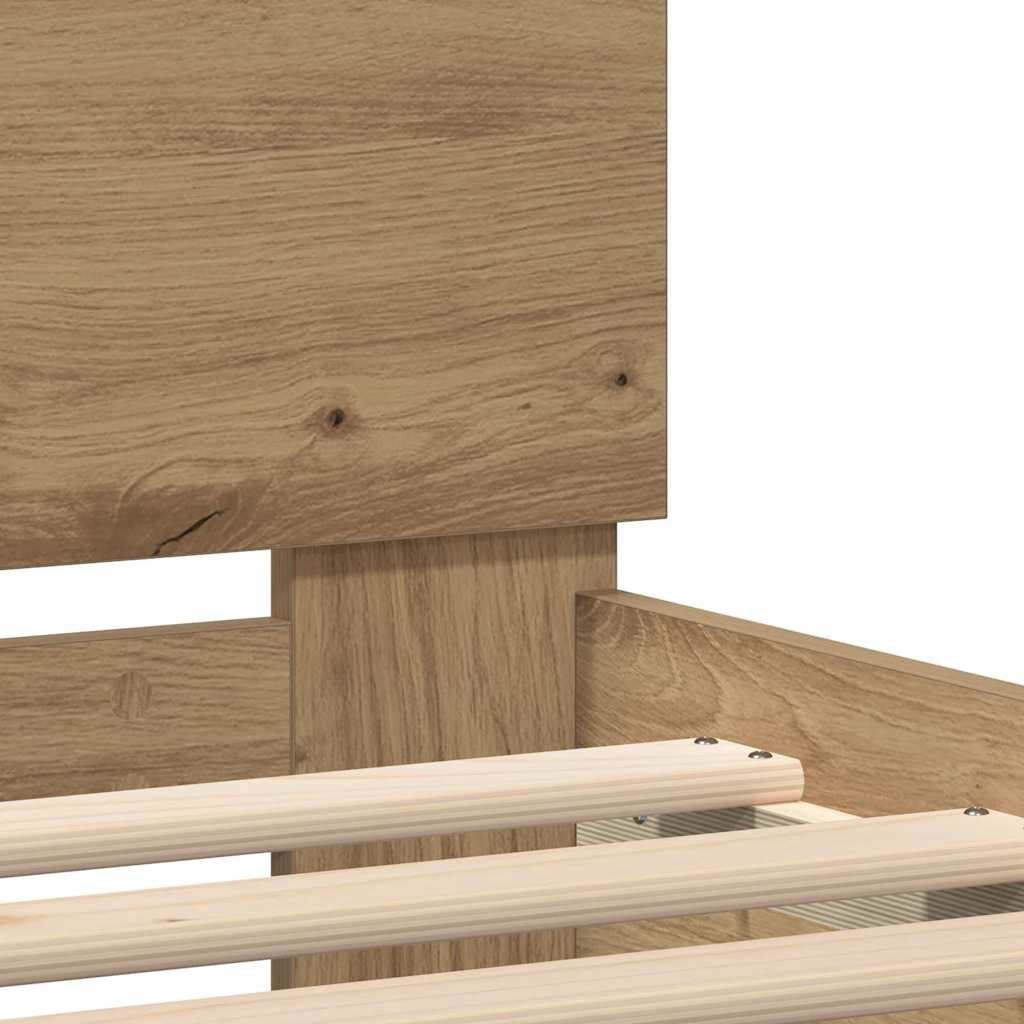 vidaXL Σκελετός Κρεβατιού Artisan Oak 140 x 190 cm Επεξεργασμένο Ξύλο