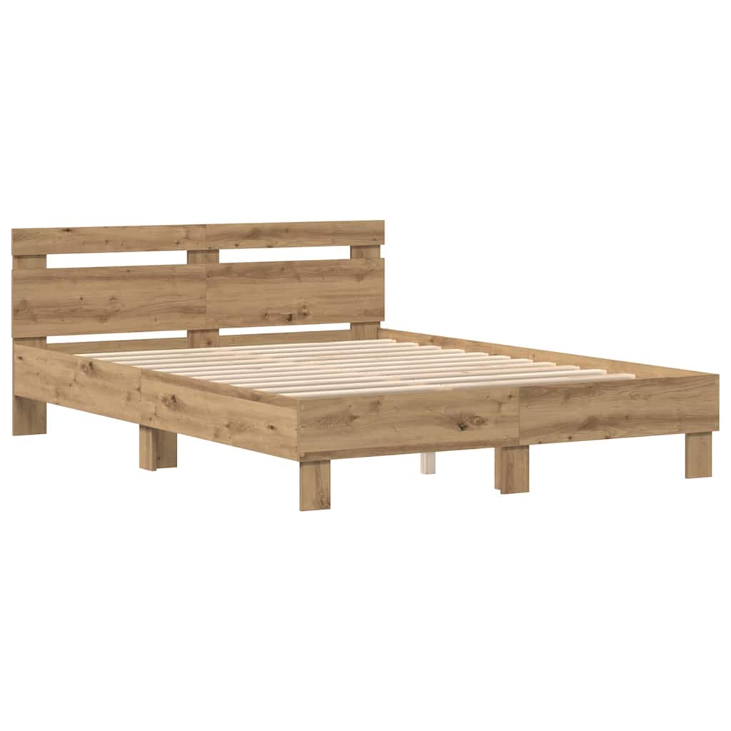 vidaXL Σκελετός Κρεβατιού Artisan Oak 140 x 190 cm Επεξεργασμένο Ξύλο