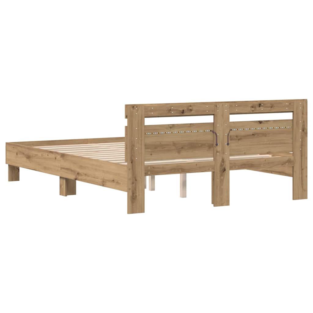 vidaXL Σκελετός Κρεβατιού Artisan Oak 140 x 190 cm Επεξεργασμένο Ξύλο
