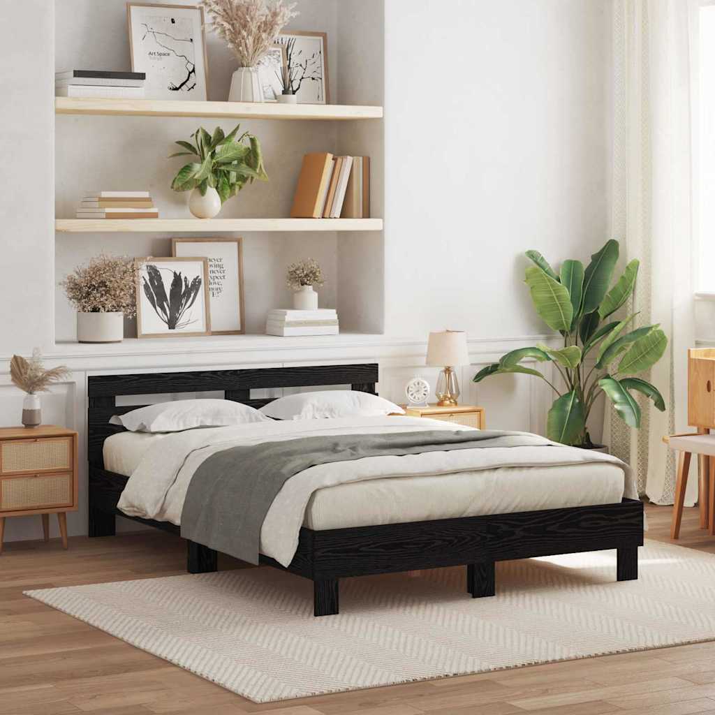 vidaXL Σκελετός Κρεβατιού Μαύρη Οξυά 140 x 190 cm Επεξεργασμένο ξύλο
