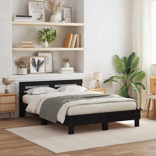 vidaXL Σκελετός Κρεβατιού Μαύρη Οξυά 140 x 190 cm Επεξεργασμένο ξύλο