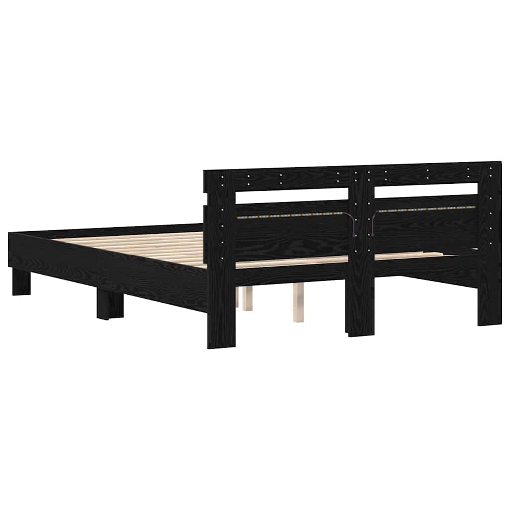 vidaXL Σκελετός Κρεβατιού Μαύρη Οξυά 140 x 190 cm Επεξεργασμένο ξύλο