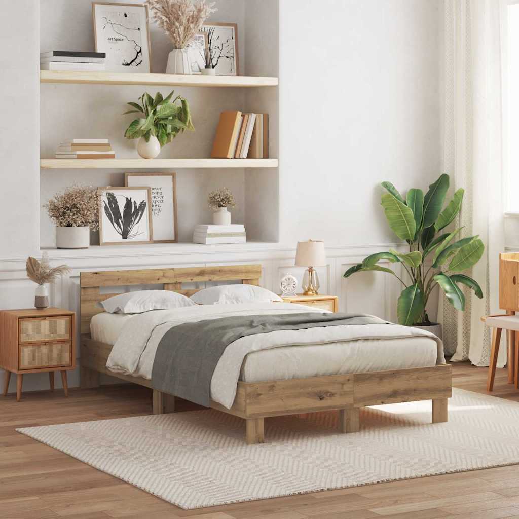 vidaXL Σκελετός Κρεβατιού Artisan Oak 135 x 190 cm Επεξεργασμένο Ξύλο