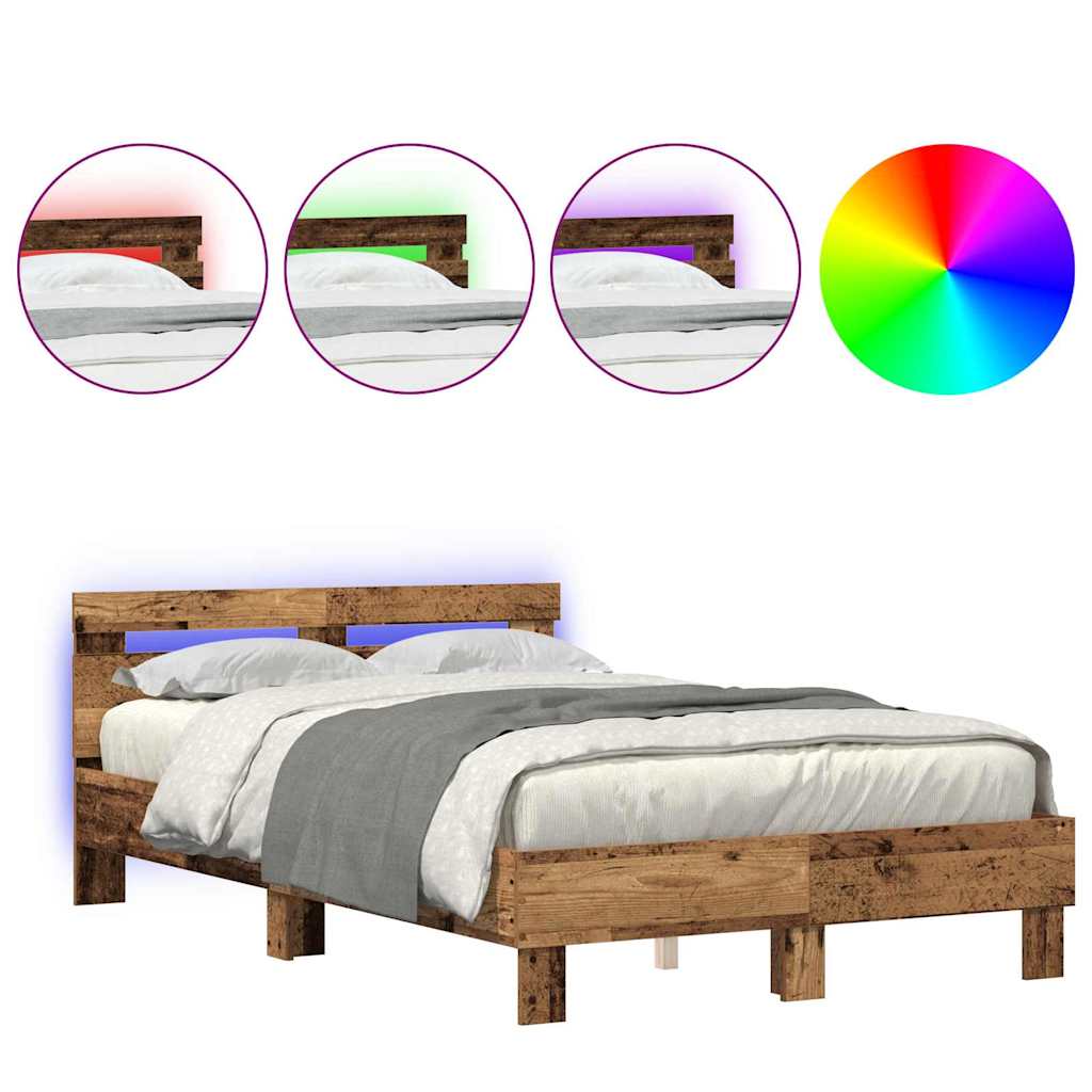 vidaXL Κρεβάτι από Επεξεργασμένο Ξύλο Παλιό ξύλο 120 x 190 cm Ανθεκτικό