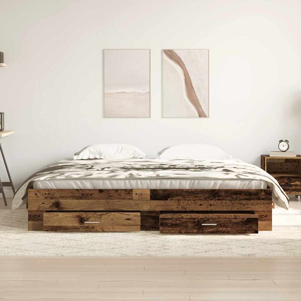 vidaXL Σκελετός Κρεβατιού Παλιό Ξύλο 180 x 200 cm Επεξεργασμένο Ξύλο