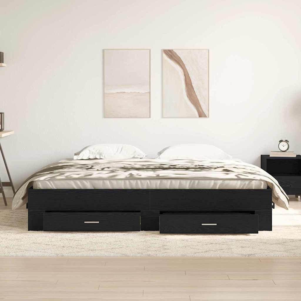 vidaXL Κρεβάτι με Συρτάρια Μαύρη Δρυς 180x200 εκ Επεξεργασμένο Ξύλο