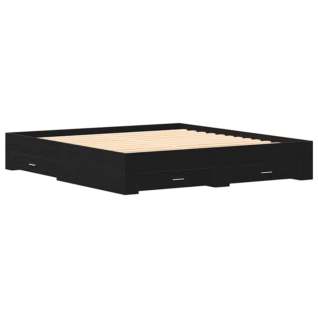 vidaXL Κρεβάτι με Συρτάρια Μαύρη Δρυς 180x200 εκ Επεξεργασμένο Ξύλο