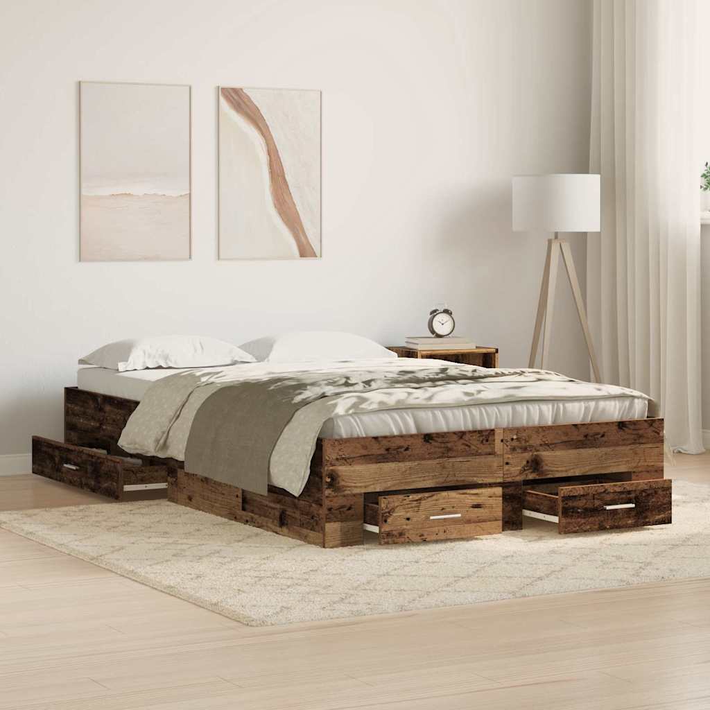 vidaXL Σκελετός Κρεβατιού Παλιό Ξύλο 120 x 200 cm Επεξεργασμένο ξύλο