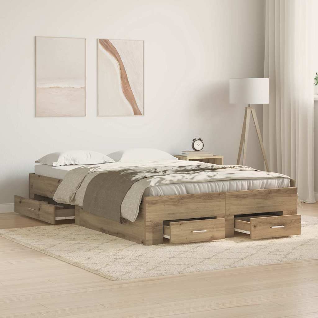 vidaXL Σκελετός Κρεβατιού Artisan Oak 120 x 200 cm Επεξεργασμένο ξύλο