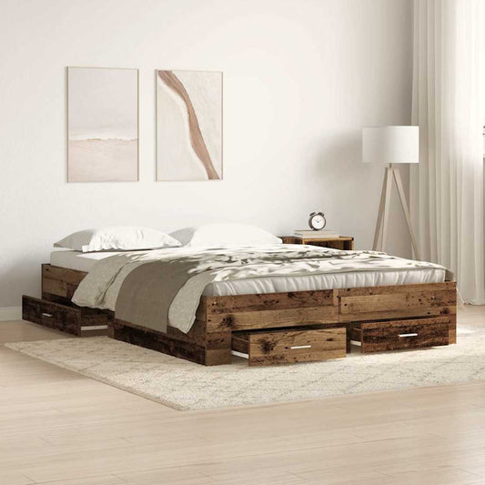 vidaXL Σκελετός Κρεβατιού Παλιό Ξύλο 140 x 190 cm Επεξεργασμένο ξύλο