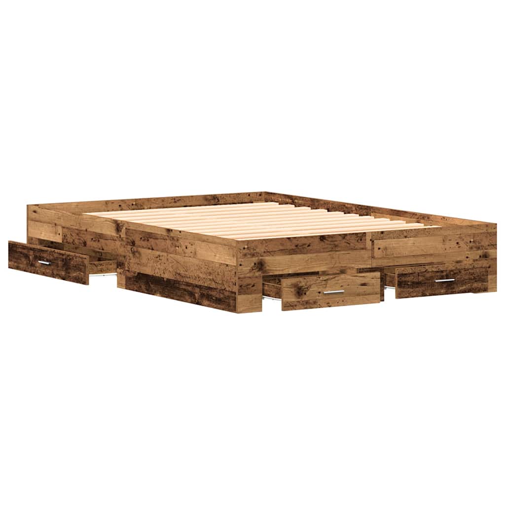 vidaXL Σκελετός Κρεβατιού Παλιό Ξύλο 140 x 190 cm Επεξεργασμένο ξύλο