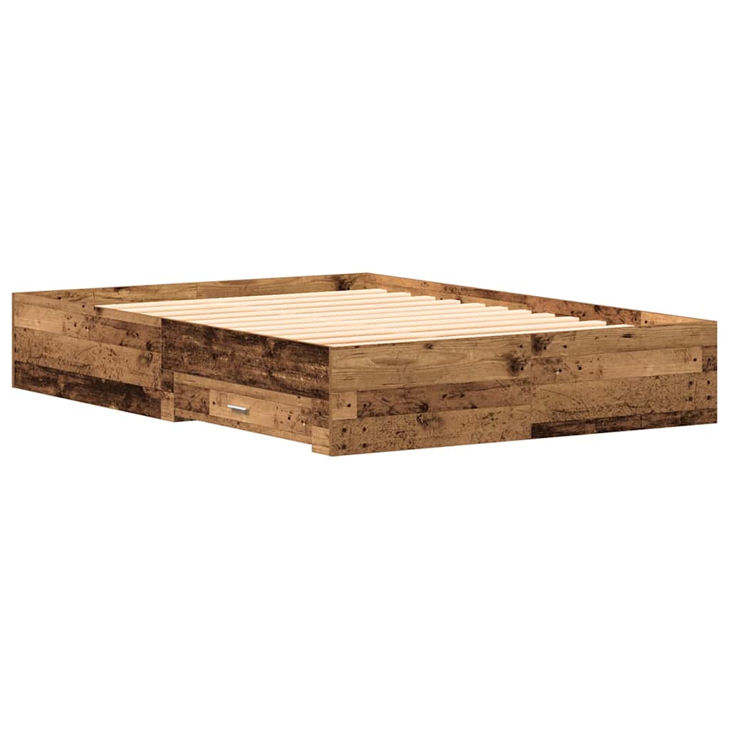 vidaXL Σκελετός Κρεβατιού Παλιό Ξύλο 140 x 190 cm Επεξεργασμένο ξύλο