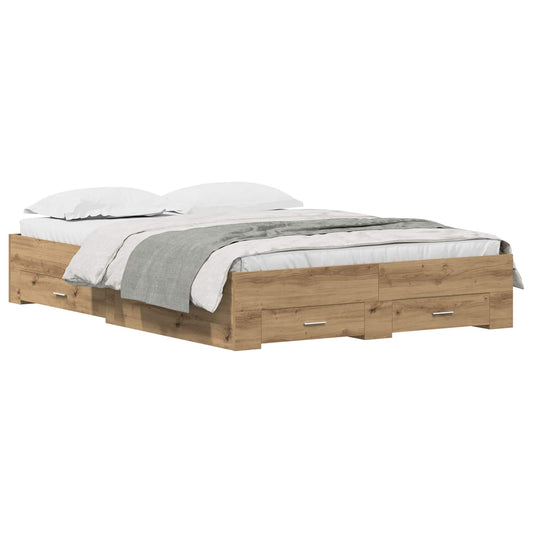 vidaXL Σκελετός Κρεβατιού Artisan Oak 140 x 190 cm Επεξεργασμένο ξύλο