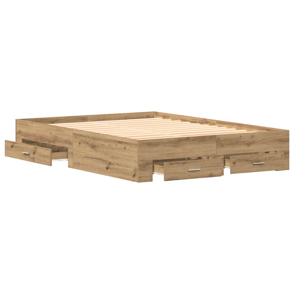 vidaXL Σκελετός Κρεβατιού Artisan Oak 140 x 190 cm Επεξεργασμένο ξύλο