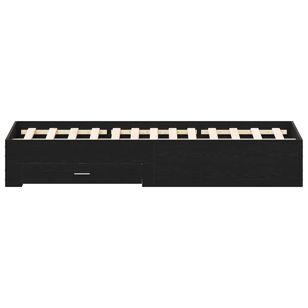 vidaXL Κρεβάτι με Συρτάρια Μαύρη βελανιδιά Επεξεργασμένο ξύλο 140 x 190 cm