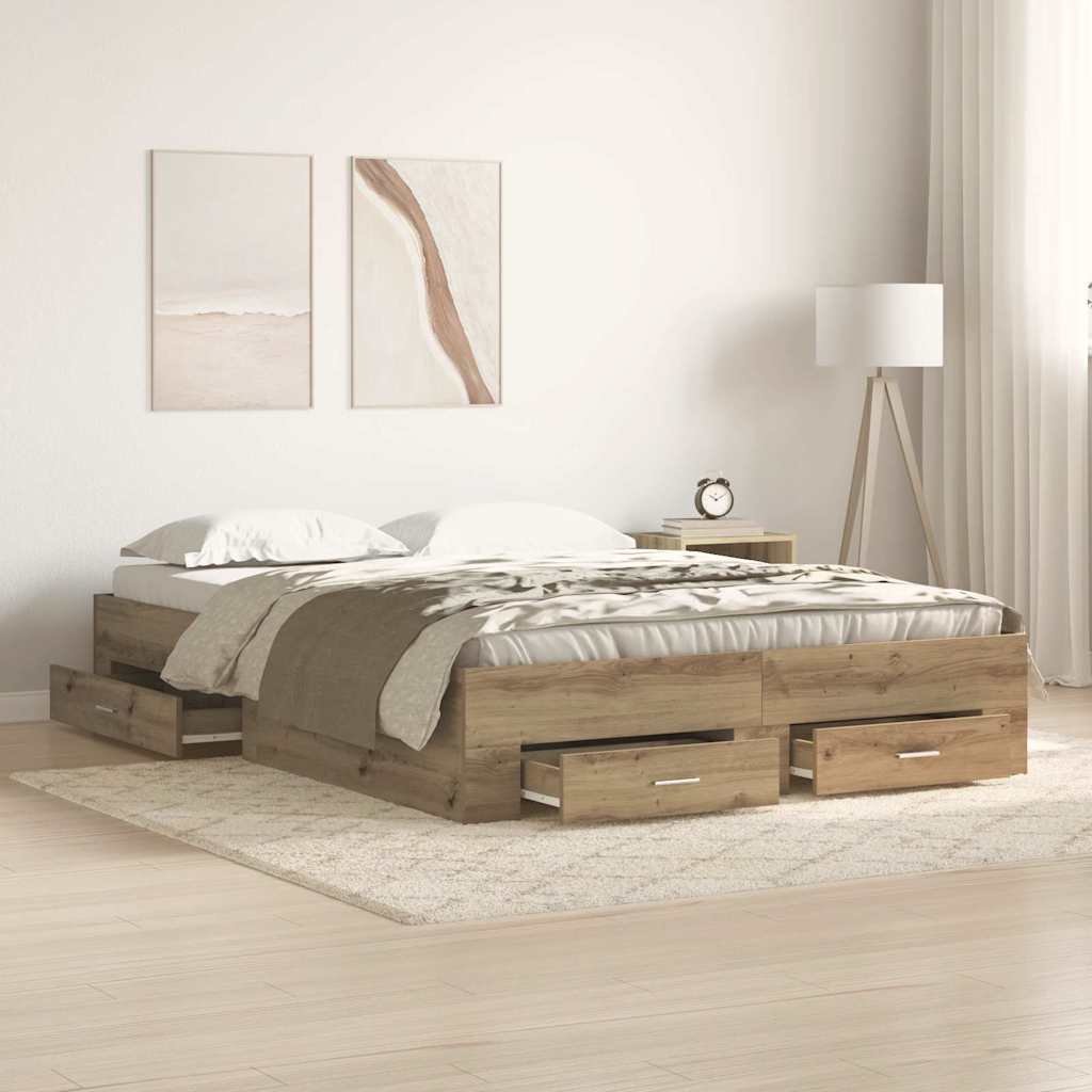 vidaXL Σκελετός Κρεβατιού Artisan Oak 135 x 190 cm Επεξεργασμένο ξύλο