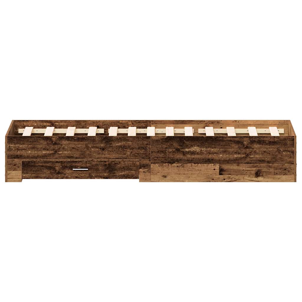 vidaXL Κρεβάτι με Συρτάρια Παλιού Ξύλου 120x190 εκ. Κατασκευασμένη Ξυλεία