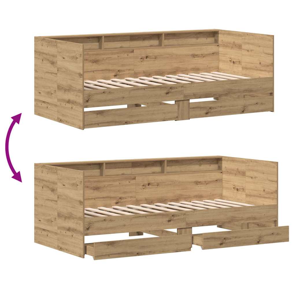 vidaXL Καναπές Κρεβάτι Artisan Oak 100 x 200 cm Επεξεργασμένο ξύλο