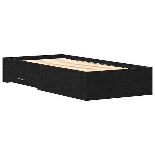 vidaXL Κρεβάτι Μαύρο Δρυ 90x200 εκ Επεξεργασμένο Ξύλο