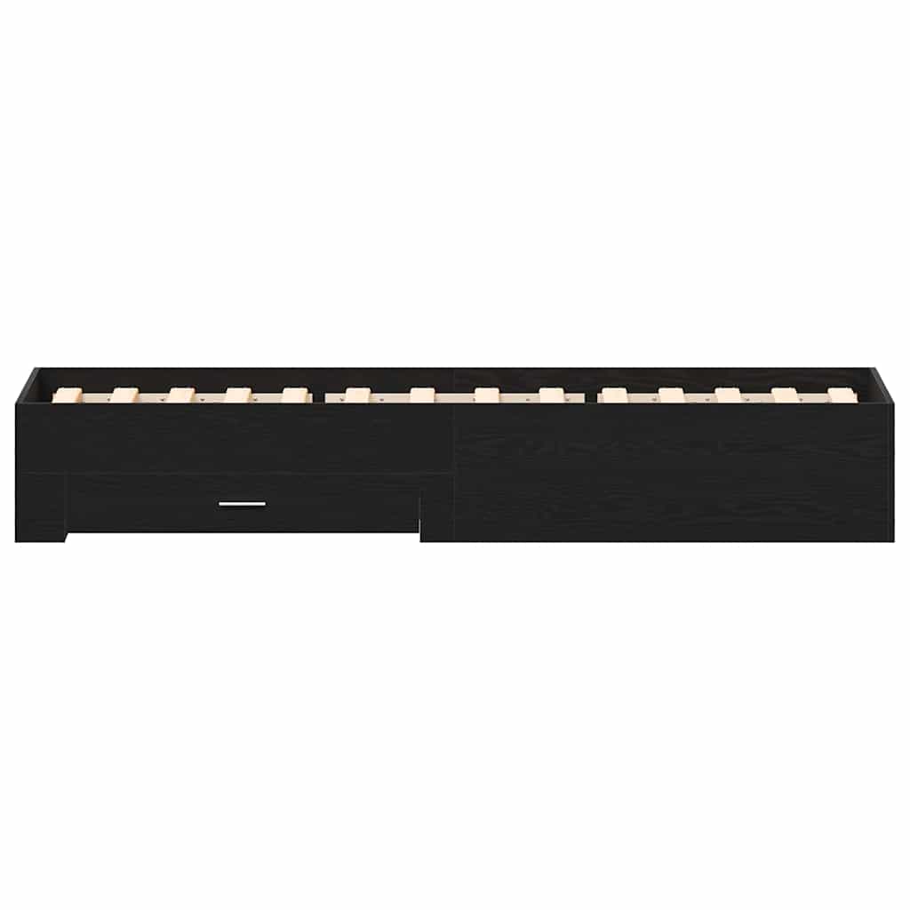 vidaXL Κρεβάτι Μαύρο Δρυ 90x200 εκ Επεξεργασμένο Ξύλο