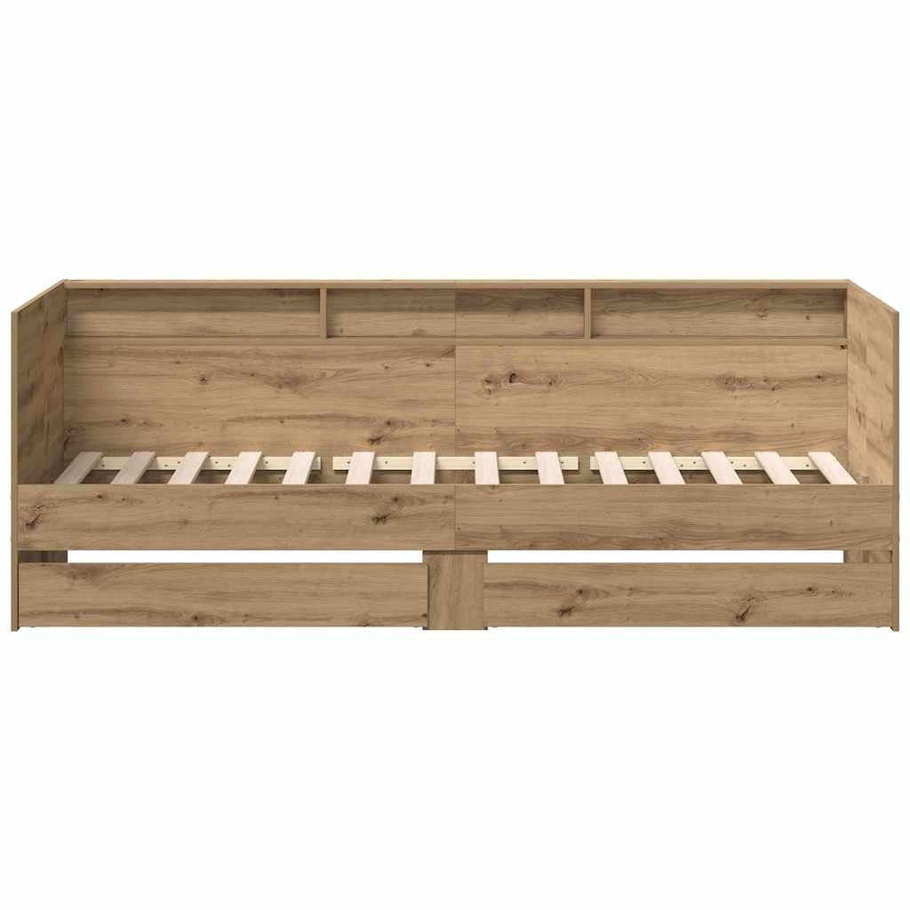 vidaXL Κρεβάτι ημέρας με συρτάρια Επεξεργασμένο ξύλο καρυδιάς 90 x 200 εκ.
