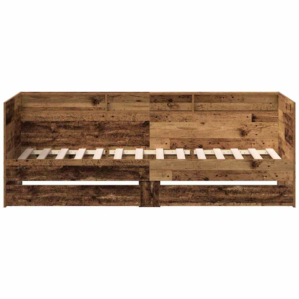 vidaXL Κρεβάτι ημέρας με Συρτάρια Φθαρμένο ξύλο 90 x 190 εκ. Ανθεκτικό