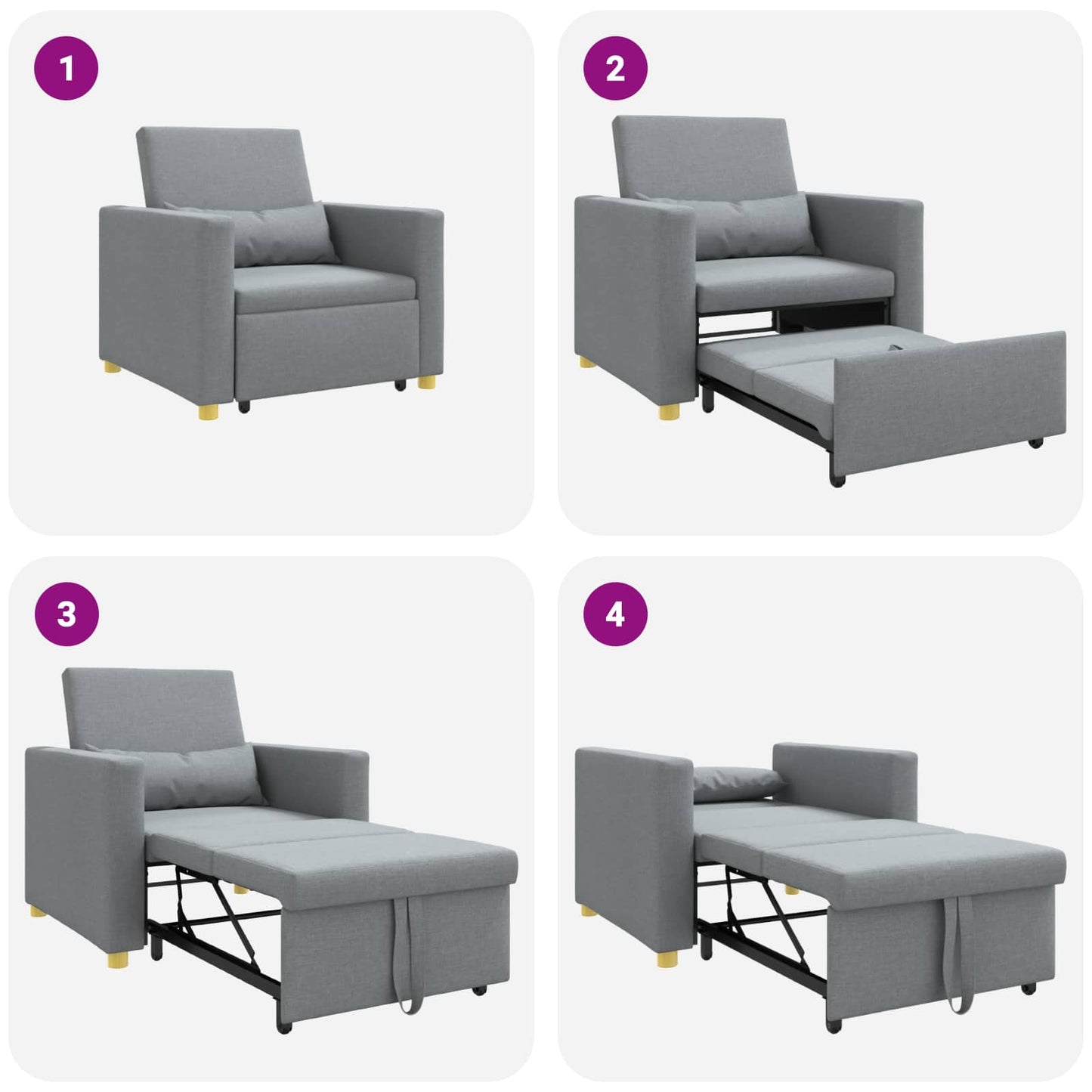 vidaXL Καναπές Κρεβάτι Μονό Ανοιχτό γκρι 90 x 165 x 87 εκ. ύφασμα
